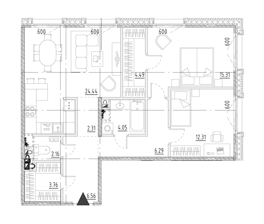 2-комнатная квартира 81.68 м², 7/9 эт., ЖК «LEGENDA Малоохтинский 68»